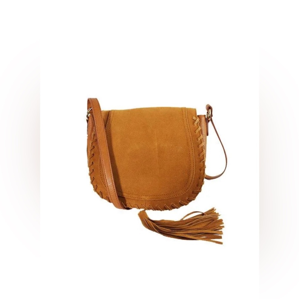 INC International Concepts Willow cognac leather crossbody hippie saddle bag